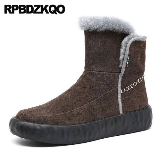 Men 2022 Designer Winter Slip On Australian Sheepskin Shoes Snow High Quality Short Suede Ankle Luxury Real Leather Fur Boots