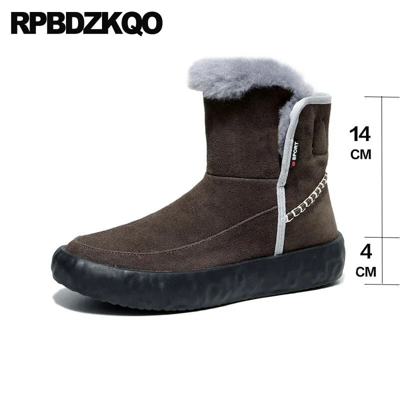 Men 2022 Designer Winter Slip On Australian Sheepskin Shoes Snow High Quality Short Suede Ankle Luxury Real Leather Fur Boots